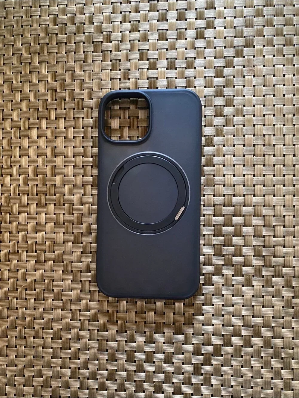 Torras 360 degree Rotatable Stand Case for iPhone 15/14 Translucent Black